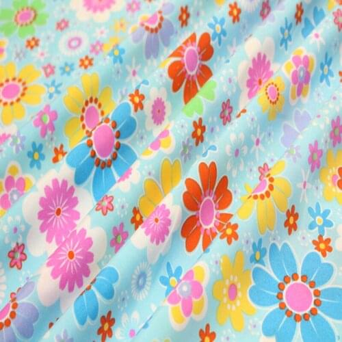 So Pretty 100% Polyester Sunflowr Printed Blue Fabric, Cutain Fabric 50x150cm