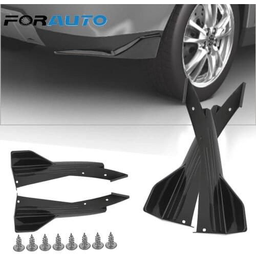 2Pcs Universal Lip Diffuser Splitter Canards Fins Anti-crash Diffuser Spoiler Scratch Protector Car Rear Bumper Gloss Black