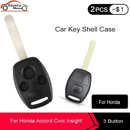 KEYECU 5Pcs/10Pcs 3 Button Replacement Remote Key Shell Fit for Honda Accord CRV Pilot Civic Fit 2003 2005 2006 2007-2013