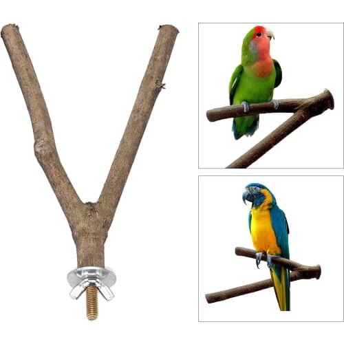 Bird Perch Natural Wood Stand Bird Cage Swing Toy Branch for Parrot Parakeets Cockatiels