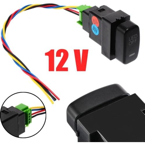 1pc 12V Car Blue LED Fog Light Push Rocker Switch Cable On/Off For Mitsubishi Pajero Lancer Challenger Endeavor