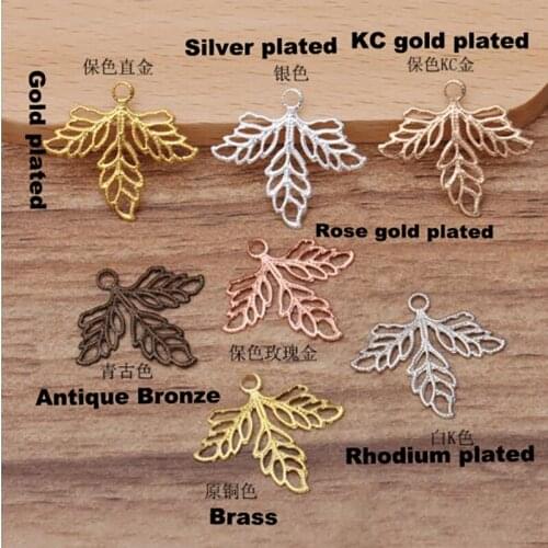 23x25mm 1000pcs DIY Jewelry Accessories Leaf shape flower piece filigree flower wraps connector pendant charms FCN-010