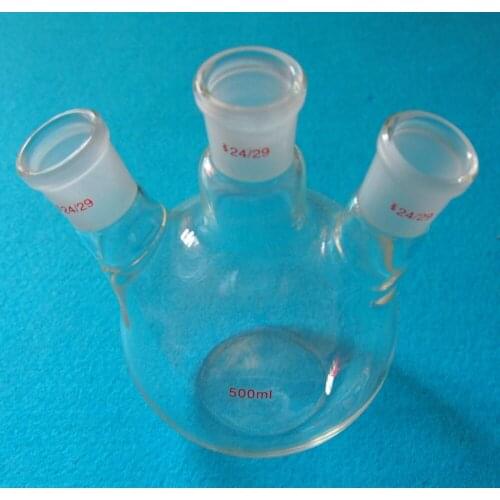 500ml,3-neck,24/29,Flat Bottom Glass Flask ,Lab Boiling Bottle,New Chemistry Glassware