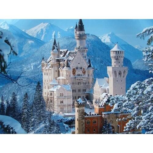 5D DIY Diamond Painting Snow Mountain Castle Full Diamond Embroidery Mosaic Picture of Rhinestones Cross Stitch Home Decor Gifts