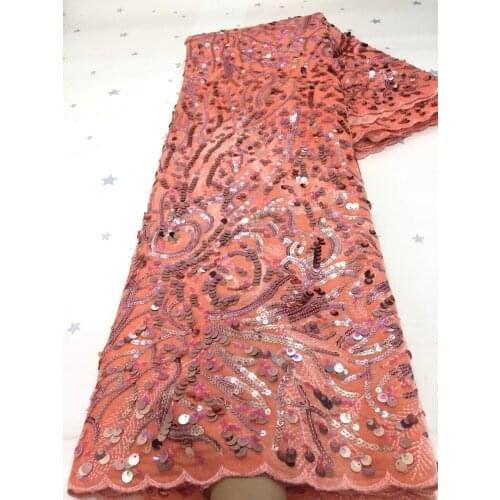 Velvet Lace Fabric 2021 High Quality Latest African Sequin Lace Fabric Embroidery French Lace Evening Dress FJ4517