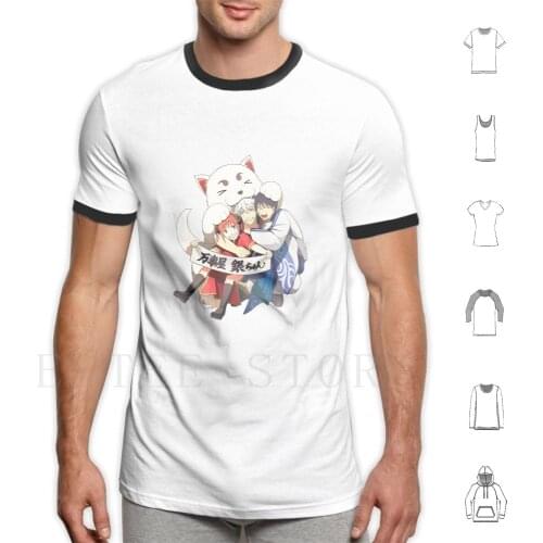Gintama Team T Shirt Print Cotton Gintama Yorozuya Gag Manga Anime Characters Manga Shounen Animation Super Powers Titan Attack