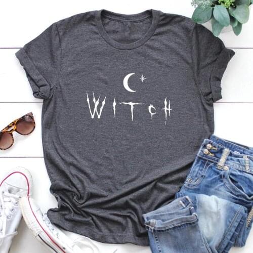 Gothic moon witch t-shirt funny women 100% Cotton tumblr grunge street style casual Fashion quote graphic unisex tee top tshirt