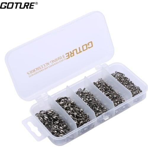 Goture 200Pcs/lot Barrel Fishing Swivels Set Size #2 #4 #6 #8 #12 Iron Solid Ring Rolling Swivel Carp Fishing Accessories