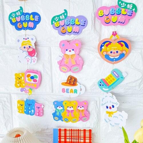 Kawaii Bear Hanging Card Birthday Party Garland Interior DIY Decoration hanging card ins style cake decoration