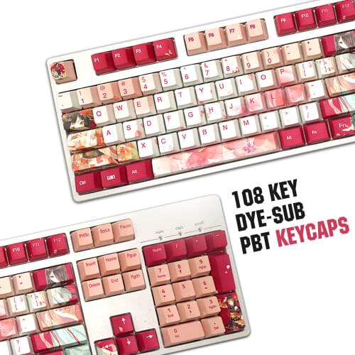 108key PBT Ahegao Keycaps Dye Sublimation Hot Swappable OEM Profile For Cherry Mx Gateron Kailh Switch Mechanical Keyboard