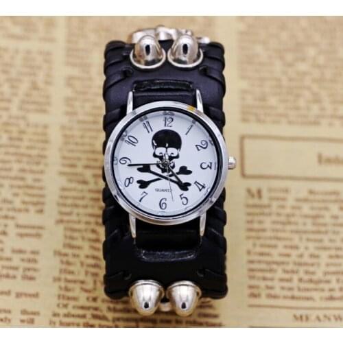 Hot Skull Fashion causal Watch Men women Quartz Wrist Watch Punk style lover Leather Bracelet Watch Reloj Mujer Relogio Feminino