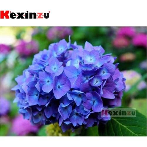 Kexinzu Full 5D DIY Square/Round Drill Diamond Painting "Blue flower" 3d Diamond Embroidery Cross Stitch Decor Gift K0468