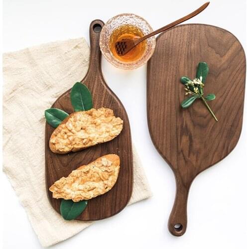 Unpainted hand-made black walnut breadboard baking chopping board solid wood with handle wooden cutting board wood barbecue tray