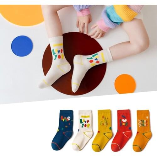 5Pairs/lot Baby Socks Autumn Winter Warm Kids Cotton Socks Cute Colorful Rainbow Candy Thick Socks Children Cartoon Socks