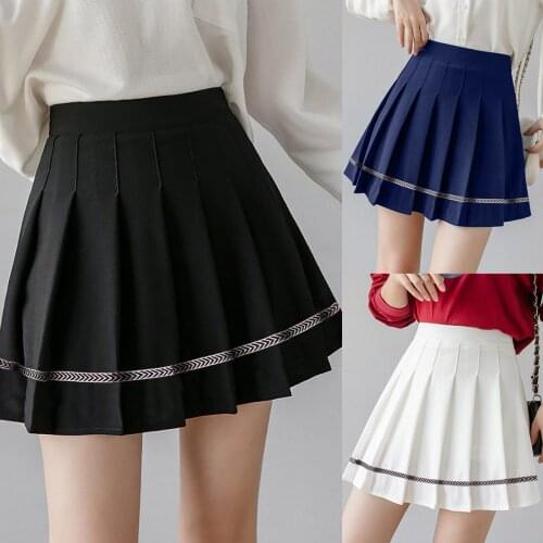 New High Waist Pleated Skirts Woman Student Uniform Cute Kawaii A-line Mini Tennis Skirt Harajuku Korean Style Sportswear Summer
