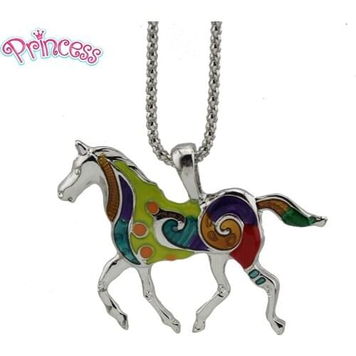 2019 New Women Fashion Jewelry Glaze Rainbow Horse Pendant 18" Necklace/Earring For Women Lady Girls Gift Jewelry LAG