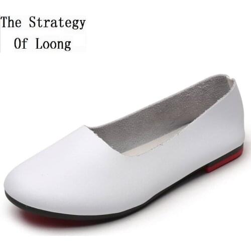 Spring Autumn New Retro Genuine Leather Plus Size 42 43 Women Flats Shallow Comfortable Handmade Sewing Ladies Shoes 20200819