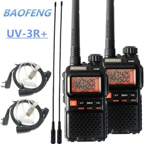 2PCS BAOFENG UV-3R+ Mini Walkie Talkie UHF VHF Portable CB Radio Transceiver UV3R Plus Amateur Ham Radio Station Woki Toki 3W