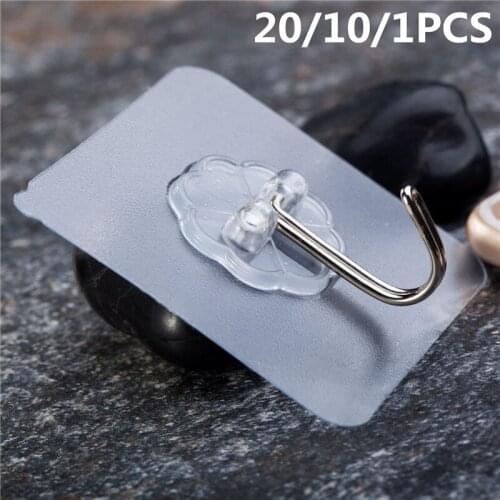 20Pcs Transparent Strong Self Adhesive Door Wall Hangers Hooks Suction Heavy Load Rack Cup Sucker for Kitchen Bathroom key hook