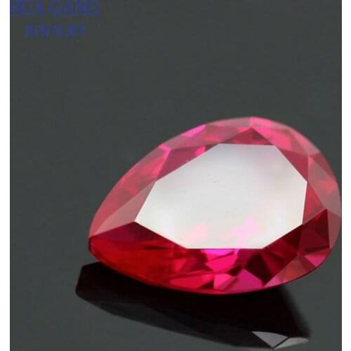 Size 2x3~15x20mm Pear Cut 5# Red Stone Synthetic Corundum Gems Stone For jewelry Wholesale Free Shipping