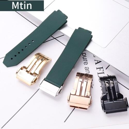 Rubber Strap Mens Watch Accessories For Hublot Outdoor Sports Waterproof Silicone Wristband Bracelet Women 19mmx25mmBuckle Tool