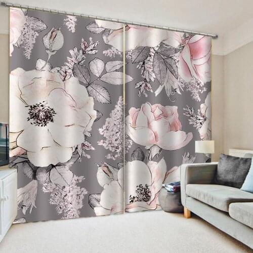 Luxury Blackout 3D Window Curtains For Living Room Bedroom pink flower curtains 3d stereoscopic curtains