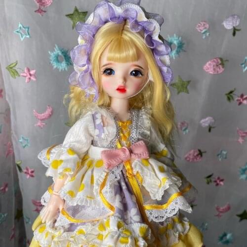 30cm Wig Jointed Doll Cute BJD Mini Doll Hand Make Up Face Dolls with Big Eyes Bjd Toys Gifts for Girl Handmand Make UP Toy