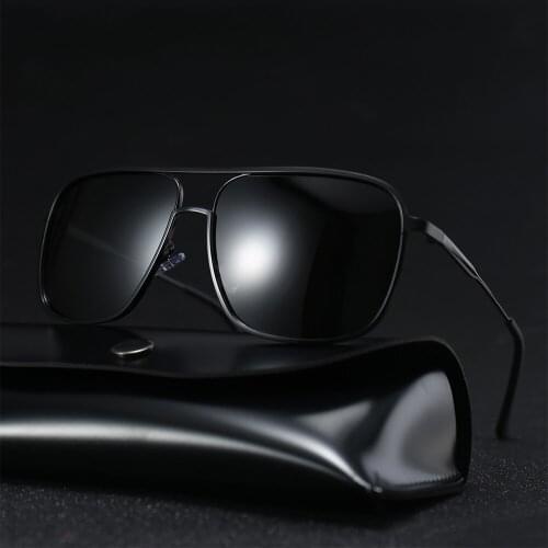 Classic Retro Men Polarized TAC1.1 Lens Sunglasses Men Rectangle Sun Glasses Alloy Frame Sunglasses UV400 Shades Male Eyewear