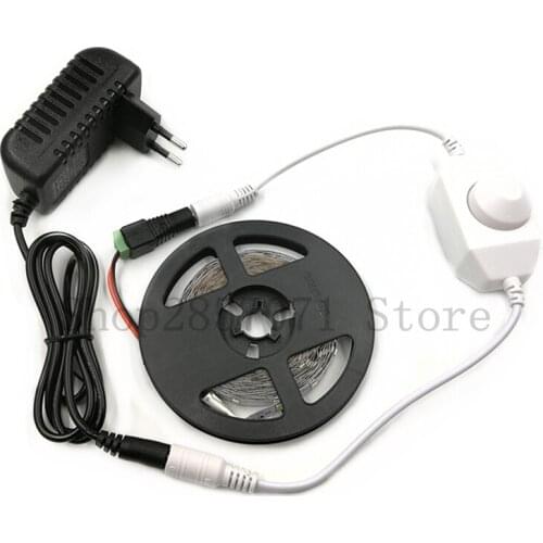 12V 5m Dimmable LED strip 300 LEDs 2835 Kit Waterproof for Indoor Outdoor + led dimmer + Power adapter Free shipping