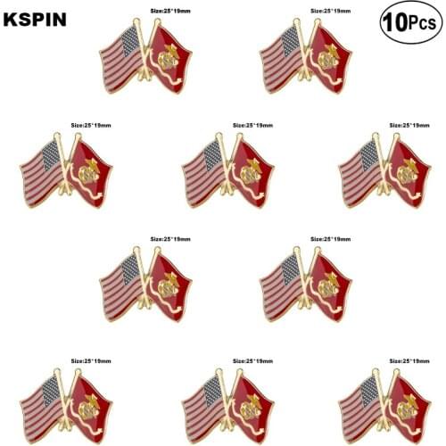 U.S.A & Marines Lapel Pin Flag badge Brooch Pins Badges 10Pcs a Lot