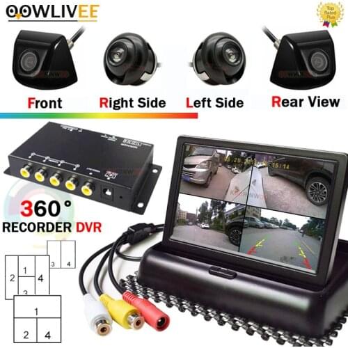 OOWLIVEE Smart System For Car 360 Car DVR Cyclic Record For 4 Channel Side View Surveillance Camera Front Mirror Car Accessories