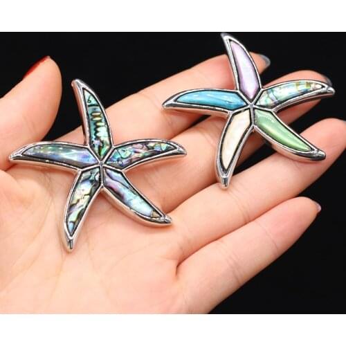 Womens Brooch Natural Shell Starfish-Shaped For Jewelry Making DIY Necklace Pendant Clothes Shirts Accessory