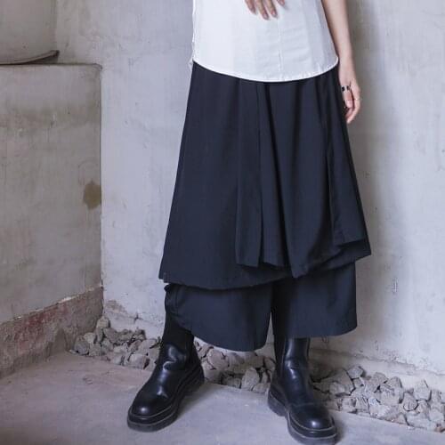 Yamamoto designers minority asymmetric Harem Pants Japanese wide leg pants dark wind deconstructs womens large Capris