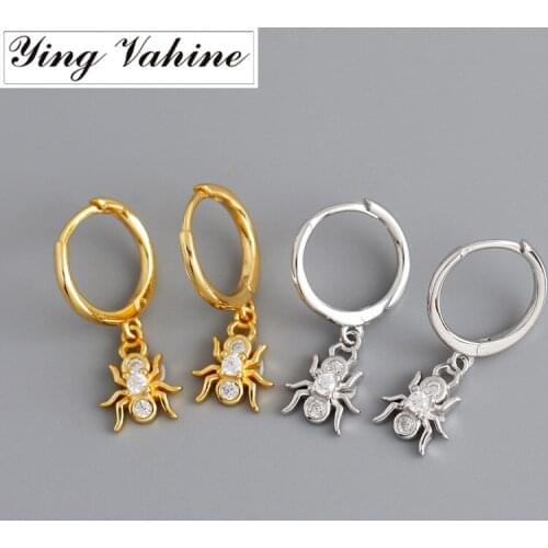Ying Vahine 100% 925 Sterling Silver Animal Small Spider Pendant Stud Earrings for Women