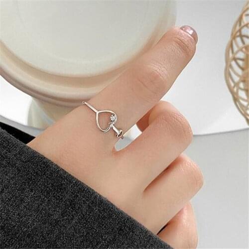 Fashion Crystal Hollow Out Heart Ring Womens Jewelry Ring Adjustable Opening Gold Silver Color Finger Accessories