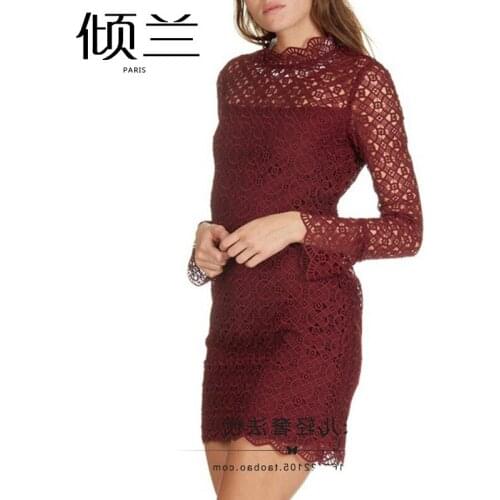 Patads French womens dress s home autumn and winter lady cut out lace dress Helian r20356h
