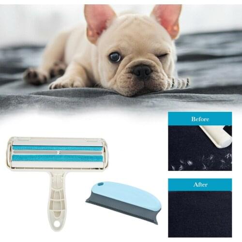 1PCS Portable Reusable Pet Hair Remover Roller + 1PCS Lint Cleaning Brush Sweeper for Dog Cat Sofa Carpets Clothes Coats Bed