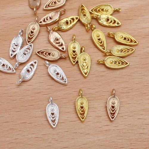 100pcs 5*13.5mm Metal Alloy Charms Gold Silver Plated Water Drop Charms Pendant DIY Accessories For Jewelry Making