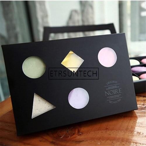 100pcs/lot New geometric creative design Dessert Macaron box 6/12 cavities colorful macarons pastry packaging boxes