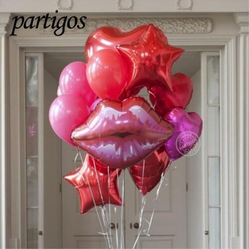 12pcs/set 76*73 cm 30inch Lips 24inch red heart 18inch rose red heart star 2.3g Latex balloons for Valentines Day girl gifts