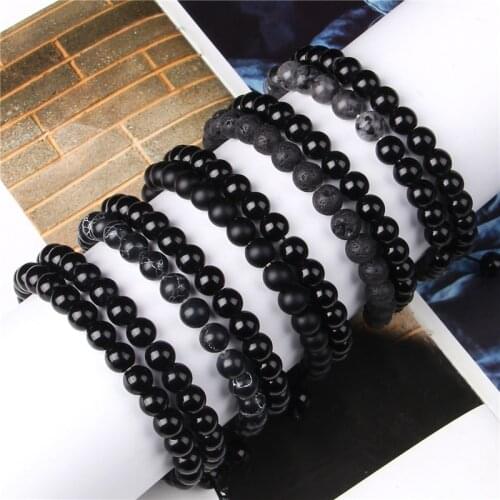 2Pcs/Set Couples Distance Bracelet Simple Handmade Classic Black Beaded Bracelets For Men Women Best Friend Hot Black Jewelry