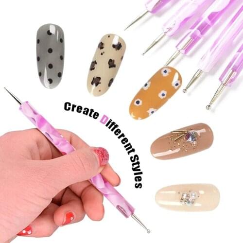 5 Sizes Rhinestones Acrylic Nail Art Dotting Pen Nail Gems Picking Crystal Dotting Pen For DIY Nail Art Decor DIY Nail Art Tools