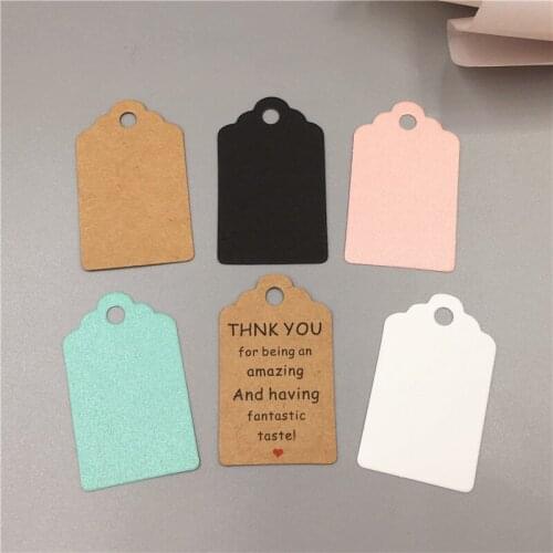 500Pcs/Lot T and Scallop Head Kraft Paper Tags Festival Birthday Party Note Blank Price Jewelry Carrying Cases Tag Hang Tag