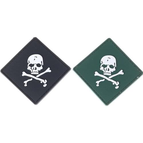 58x58mm Project Rescuers Duster PVC Skull Green/Blue Tactical Spirit Outdoor Sports Waterproof Legion Patch 1pc