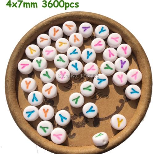 Free Shipping! 3600Pcs Flat Round Alphabet Letter Acrylic Spacer Beads 7mm Plastic Single Letter Y Beads For DIY Craft