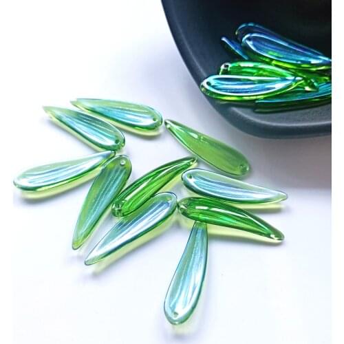 50Pcs 8*30MM Chinese Style Green Bamboo Leaves Beads For DIY Making Earrings Necklace Loose Beads Jewelry Accessories