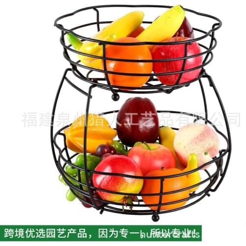 Black double-layer wrought iron fruit rack kitchen living room countertop fruit basket kitchen accessories kitchen organizer