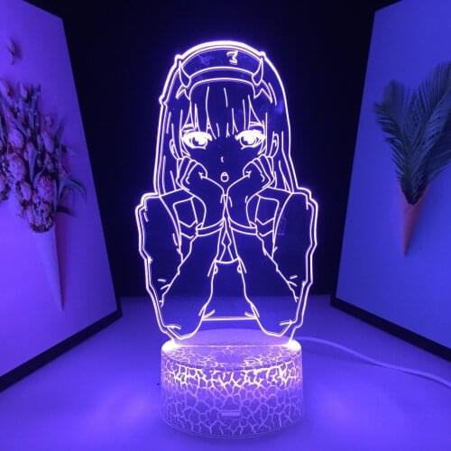 Girl With Cheeks In Hands Anime Figure 3D Lamp White Base Visual Illusion for Home Bedroom Taable Decoration USB Charging