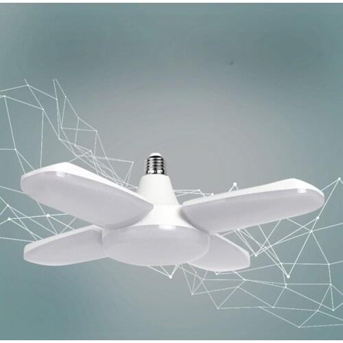E27 LED Bulb 220V SMD2835 60W Foldable Fan Blade Angle Adjustable Lamp Home Energy Saving Lights Four-leaf Deformation Lamp