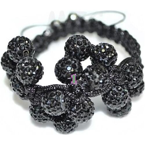 Hryt45ng 10mm New Style 2Pcs/ FRF micro pave Disco Black Ball Beads crystal crystal bracelet r45